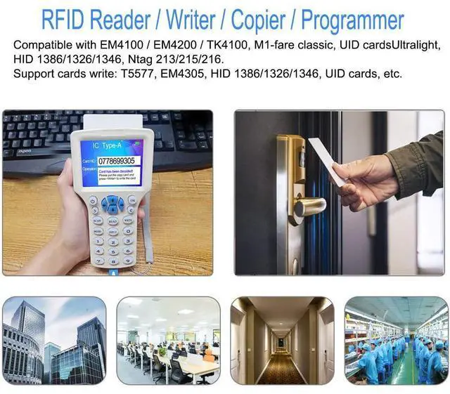 Alt view image 2 of 5 - LEXI ID IC HID Card Copier, NFC Reader, 125KHz 13.56MHz 10 Frequency RFID Access Writer/Reader/Duplicator, Key fob Cards Programmer, UID Decoder with USB