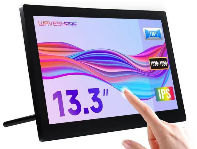 Main image of waveshare 13.3inch Capacitive Touch Screen LCD V1, with Case and Toughened Glass Cover, 1920×1080, HDMI, IPS,