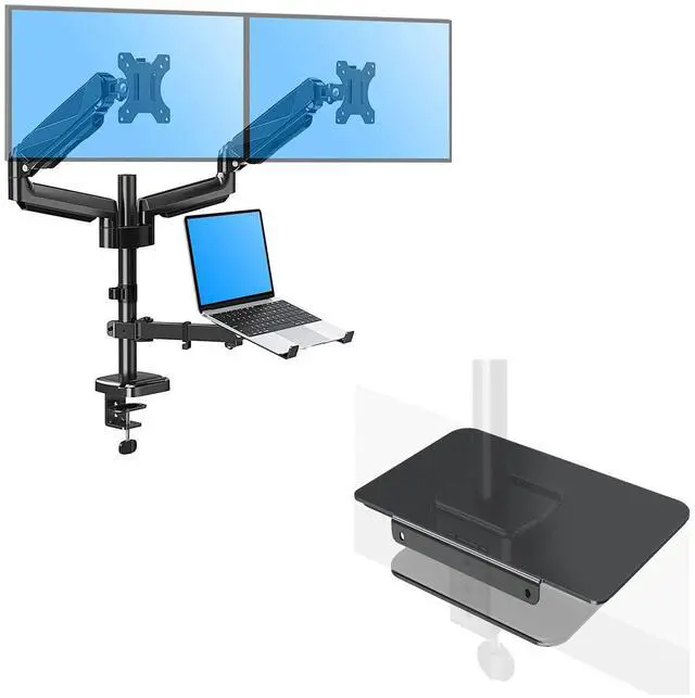 Main image of MOUNTUP Dual Monitor Laptop Mount with Mount Reinforcement, Monitor Arm Plate Set