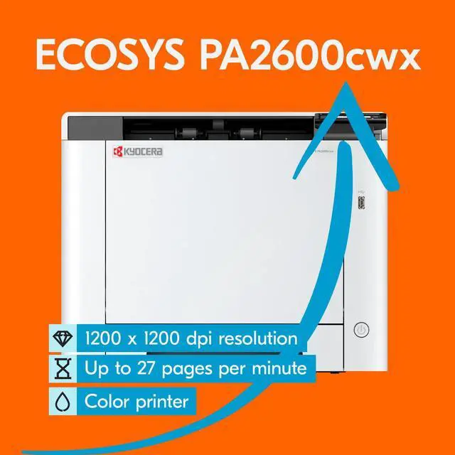 Alt view image 3 of 5 - KYOCERA ECOSYS PA2600cwx Color Laser Printer, 27 ppm, 1200 dpi, Wi-Fi Direct, 1GB Memory, 2.7 inch Color Touch Screen Control Panel