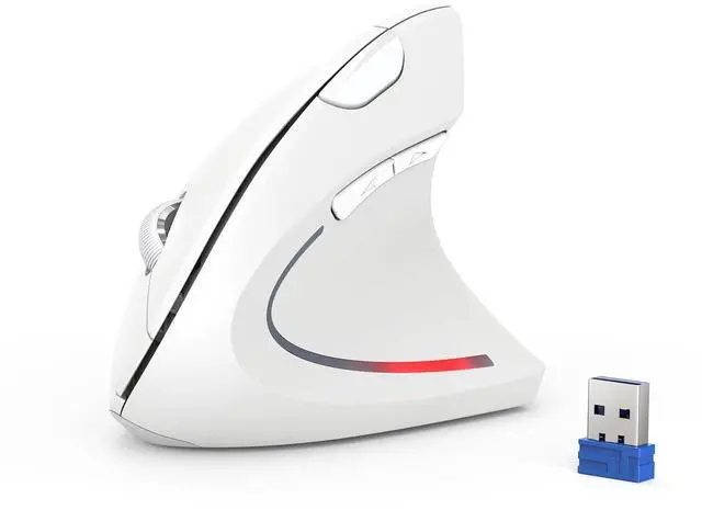 Main image of TECKNET Ergonomic Mouse, 4800 DPI Wireless Vertical Mouse with 5 Adjustable DPI Levels, 6 Buttons, 2.4GHz Optical Carpal Tunnel Mouse for Laptop, Desktop, PC, MacBook - White