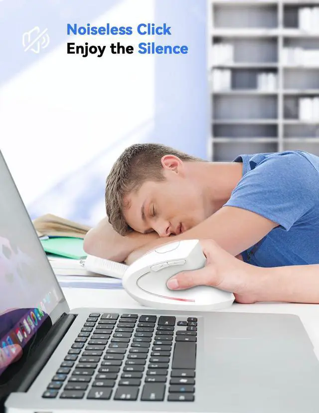 Alt view image 4 of 5 - TECKNET Ergonomic Mouse, 4800 DPI Wireless Vertical Mouse with 5 Adjustable DPI Levels, 6 Buttons, 2.4GHz Optical Carpal Tunnel Mouse for Laptop, Desktop, PC, MacBook - White