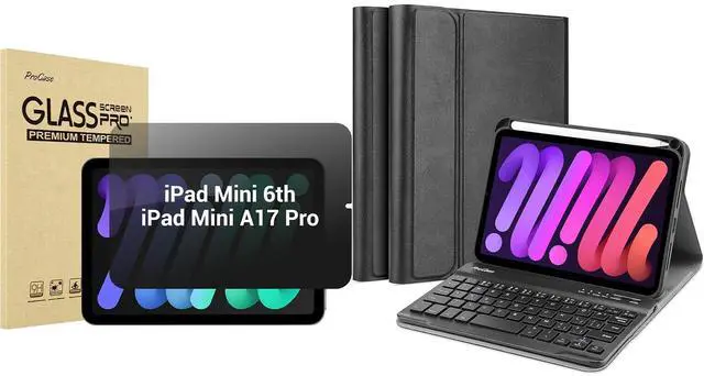 Main image of ProCase 4-Way Privacy Screen Protector Bundle with Keyboard Case for iPad Mini 7 (A17 Pro) 2024 / iPad Mini 6 2021