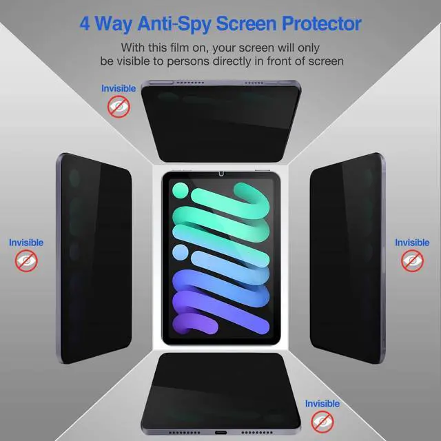 Alt view image 2 of 5 - ProCase 4-Way Privacy Screen Protector Bundle with Keyboard Case for iPad Mini 7 (A17 Pro) 2024 / iPad Mini 6 2021