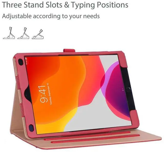 Alt view image 4 of 5 - ProCase for iPad 10.2 Inch Case 2021 9th Generation/2020 8th Generation/2019 7th Generation iPad Case, Leather Vintage Stand Folio Cover Protective Case for 10.2" iPad 9th Gen/8th Gen/7th Gen -Red