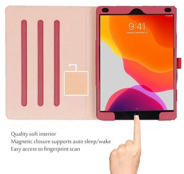 Alt view image 3 of 5 - ProCase for iPad 10.2 Inch Case 2021 9th Generation/2020 8th Generation/2019 7th Generation iPad Case, Leather Vintage Stand Folio Cover Protective Case for 10.2" iPad 9th Gen/8th Gen/7th Gen -Red