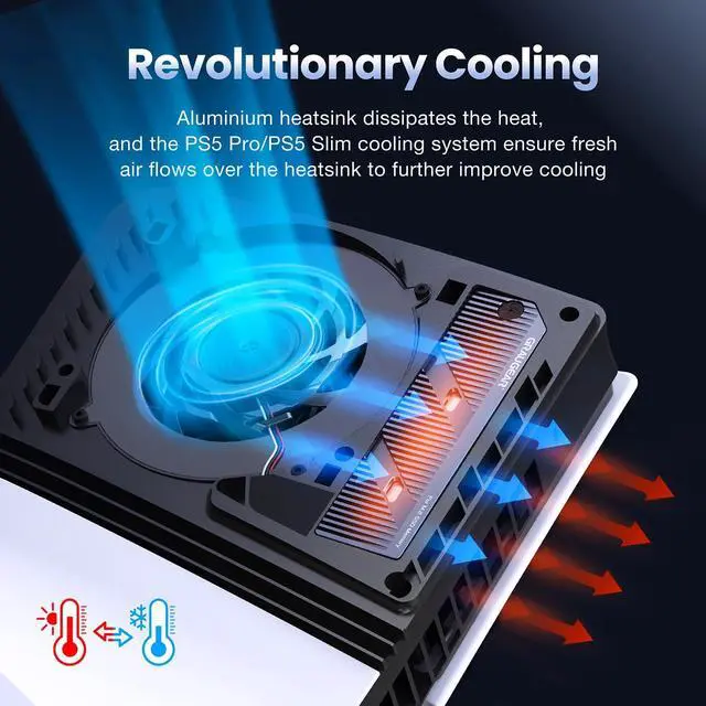 Alt view image 5 of 5 - GRAUGEAR PS5 Pro/PS5 Slim M.2 SSD Heatsink with Heatpipe, Integrated Copper Heatpipe and Aluminum Fins for High-Efficiency Cooling, Compatible with NVMe SSD Upgrade for PlayStation 5