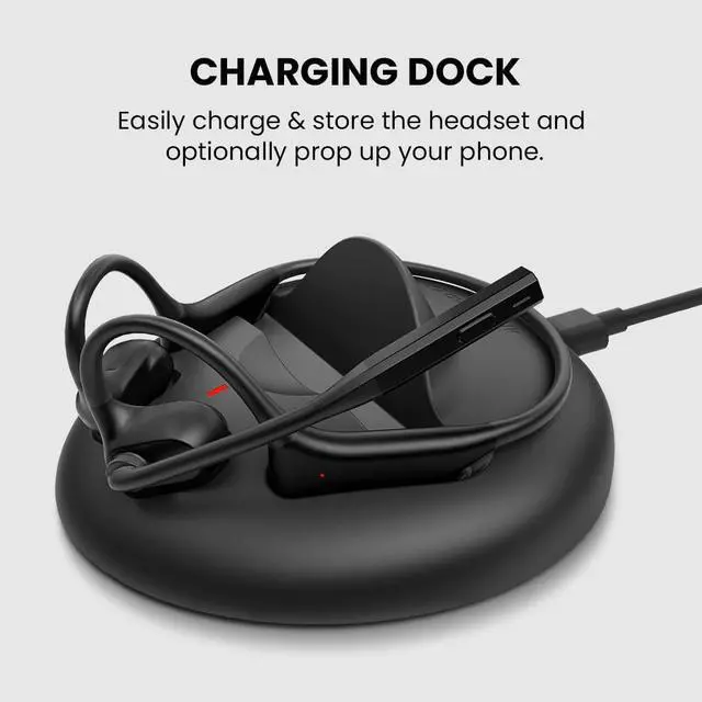 Alt view image 3 of 5 - Avantalk Lingo N21 - Open-Ear Wireless Headset with Noise-Filtering Boom Mic & Charging Dock, Bluetooth 5.3 Headphones for PC, Computer & Phones, 15hrs Play Time, Lightweight & Comfortable