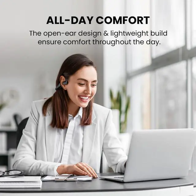 Alt view image 4 of 5 - Avantalk Lingo N21 - Open-Ear Wireless Headset with Noise-Filtering Boom Mic & Charging Dock, Bluetooth 5.3 Headphones for PC, Computer & Phones, 15hrs Play Time, Lightweight & Comfortable