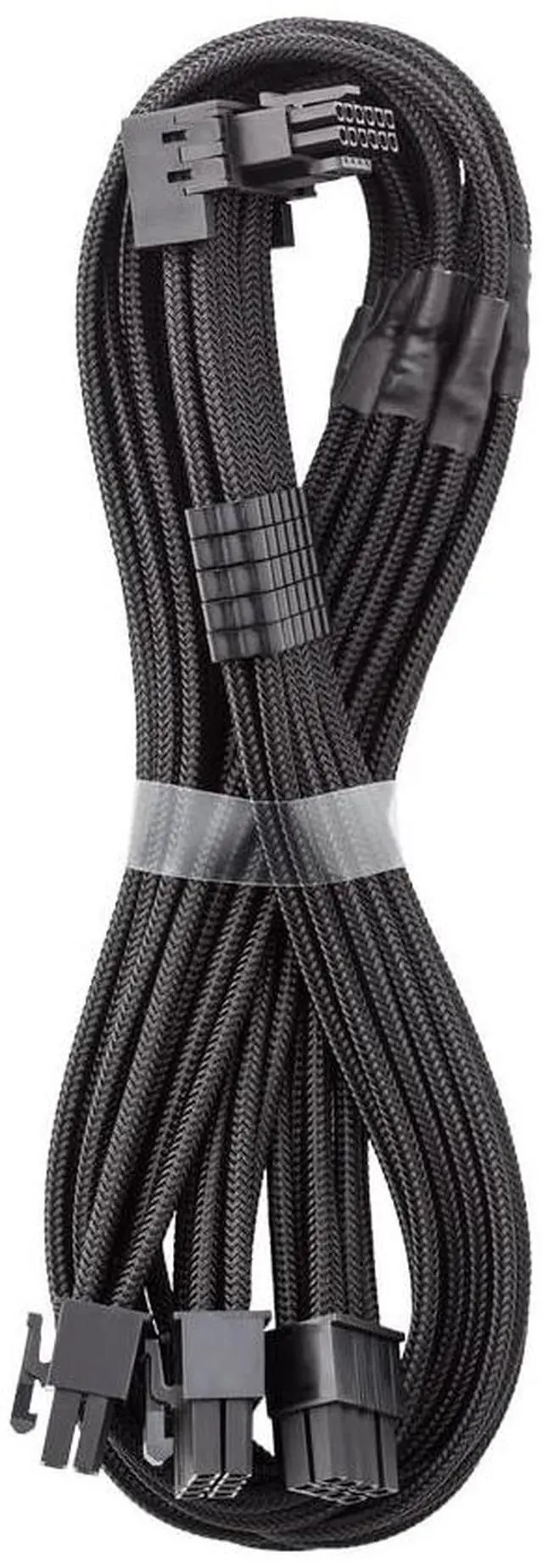 Main image of CableMod E-Series Pro ModMesh Sleeved 12VHPWR 90° StealthSense PCI-e Cable for EVGA G/G+ / P/P+ / T - Variant A (Black, 16-pin to Triple 8-pin, 60cm)