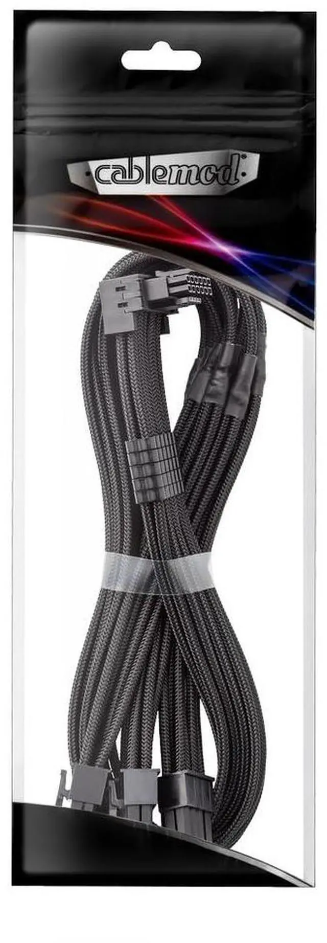 Alt view image 3 of 3 - CableMod E-Series Pro ModMesh Sleeved 12VHPWR 90° StealthSense PCI-e Cable for EVGA G/G+ / P/P+ / T - Variant A (Black, 16-pin to Triple 8-pin, 60cm)