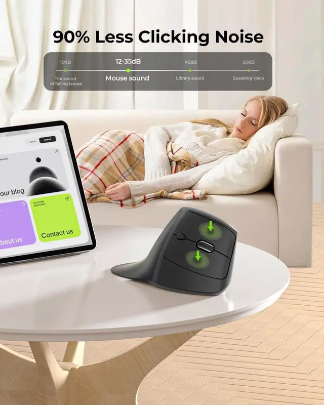 Alt view image 5 of 5 - seenda Ergonomic Mouse Rechargeable, 2.4G USB & Type C Vertical Wireless Ergo Mouse with Instant Desktop Return Key, Quiet Click, Palm Rest, Anti-Slip Optical Mice for Mac OS, Windows PC Laptops