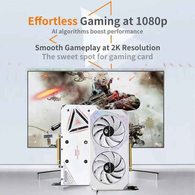Alt view image 4 of 5 - MLLSE RTX 3060 Graphics Card, 12GB GDDR6, 192-bit, PCIe 4.0, HDMI & 3DP, 8-Pin, Desktop GPU for Gaming (White)