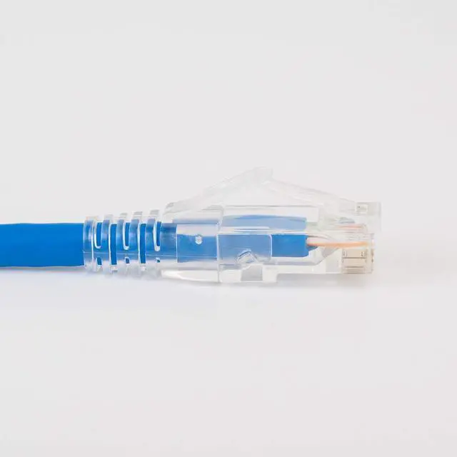Alt view image 3 of 5 - ICC CAT6 Ethernet Patch Cord with Clear Boot Strain Relief, RJ45, Stranded, 550 MHz, UTP, Pure Bare Copper Wire, 24 AWG, LAN Network Patch Cable, Blue, 1 FT, 25-Pack
