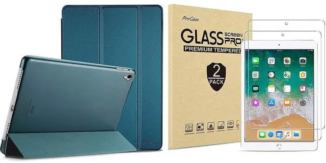 Main image of ProCase iPad Pro 9.7 Teal Slim Hard Shell Case Bundle with 2 Pack iPad 9.7 2018 & 2017 / iPad Pro 9.7 / iPad Air 2 / iPad Air Tempered Glass Screen Protectors