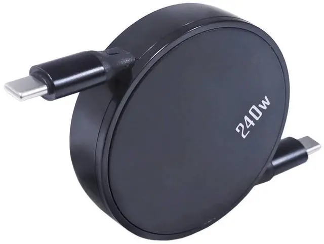 Alt view image 2 of 5 - BoxWave Cable Compatible with HP Elite Dragonfly - PD miniSync (240W), Retractable PD 240W Portable USB Type-C Cable - Jet Black