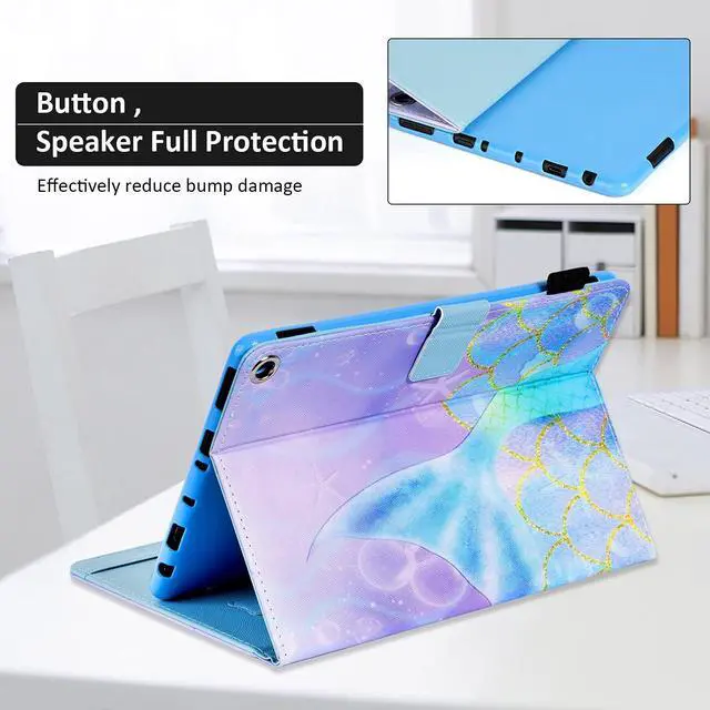 Alt view image 4 of 5 - Dteck Case for All-New Fire HD 10 & HD 10 Plus Tablet (2021 Release, 11th Generation) - Slim Multi-Angle Folio Stand Premium PU Leather Protective Smart Cover with Auto Wake Sleep, Beautiful Mermaid