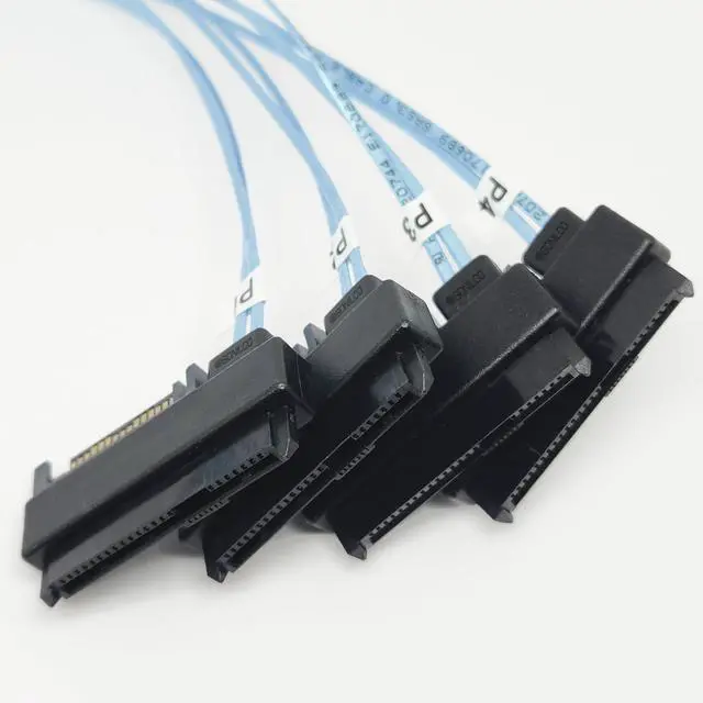 Alt view image 4 of 5 - Sonilco Storage Configurations Cable Mini SAS HDD SFF-8643 to 4 SFF-8482 with 15-pin Power Port Cord (2 Cables, 0.5 Meter / 1.6 Feet)