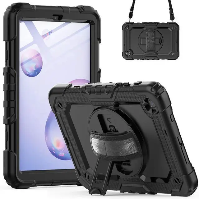 Main image of navor Compatible with Galaxy Tab A 8.4" (2020), Built in Screen Protector, Shockproof Heavy Duty Protective Rugged Cover with Shoulder Strap, Hand Strap, Pencil Holder [Black]