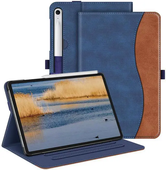 Main image of Fintie Case for Samsung Galaxy Tab S10 FE/ S9 FE 5G 10.9 Inch/Tab S9 11 Inch, Multi-Angle Viewing Protective Cover with Pocket, Auto Sleep/Wake, Denim Blue/Brown