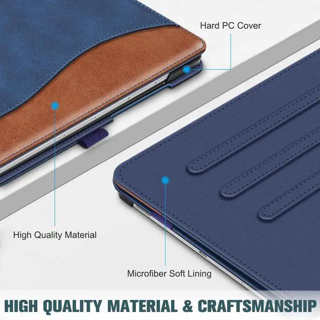 Alt view image 5 of 5 - Fintie Case for Samsung Galaxy Tab S10 FE/ S9 FE 5G 10.9 Inch/Tab S9 11 Inch, Multi-Angle Viewing Protective Cover with Pocket, Auto Sleep/Wake, Denim Blue/Brown