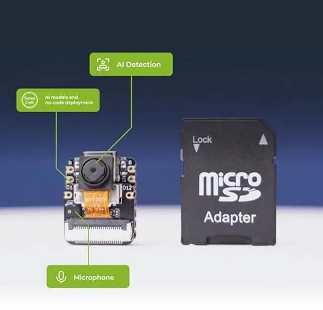 Alt view image 2 of 5 - Seeed Studio XIAO ESP32 S3 Sense - 2.4GHz Wi-Fi, BLE 5.0, OV2640 Camera Sensor, Digital Microphone, 8MB PSRAM, 8MB Flash, Battery Charge Supported, Rich Interface, IoT, Embedded ML ...