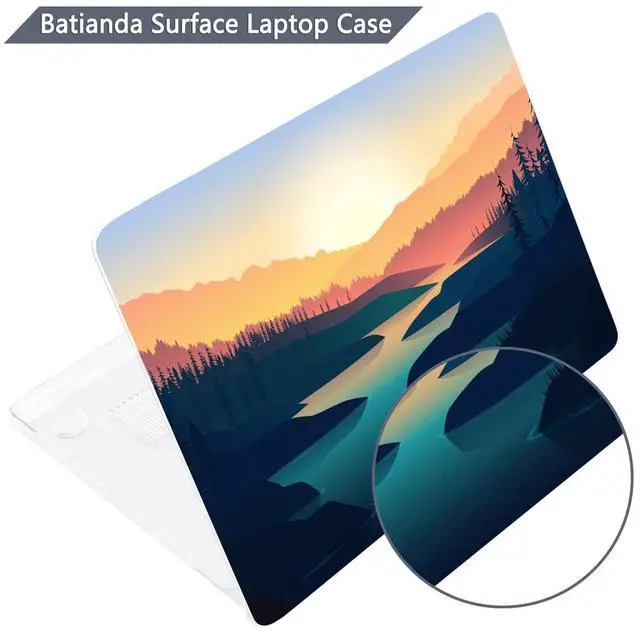 Alt view image 4 of 5 - Batianda Case for 12.4" Microsoft Surface Laptop Go 3 2023 Release/Surface Laptop Go 2 (2022), Designed Clear Protective Plastic Hardshell & Keyboard Cover & Screen Protector, Dawn