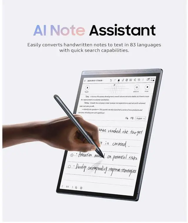 Alt view image 2 of 5 - AINOTE Air 2, 8.2" AI E Ink Tablet, Smart Paper Note-Taking Tablet with Stylus & Adjustable Light, ChatGPT-Powered Multi-Language Transcription, Meeting Minutes Schedule Management Digital Notebook