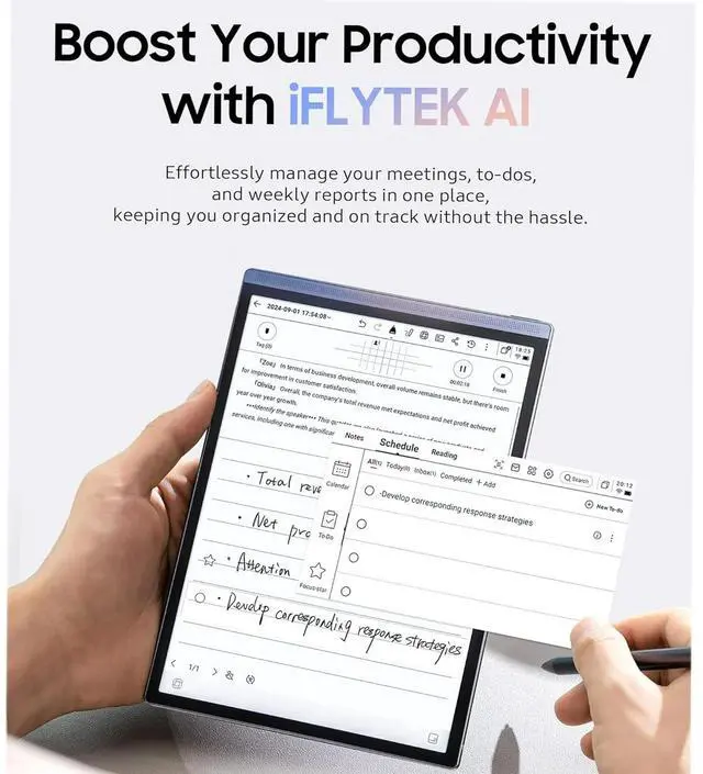 Alt view image 4 of 5 - AINOTE Air 2, 8.2" AI E Ink Tablet, Smart Paper Note-Taking Tablet with Stylus & Adjustable Light, ChatGPT-Powered Multi-Language Transcription, Meeting Minutes Schedule Management Digital Notebook