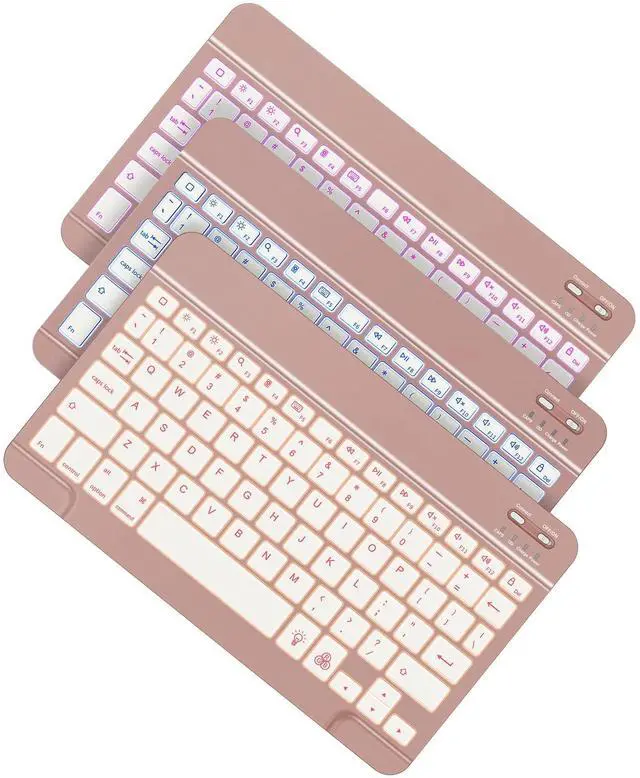 Main image of OMOTON Bluetooth Keyboard, Wireless Rechargeable Keyboard for iPad, iPad Pro, iPad mini/Air with Illuminated LED (Rose Gold)