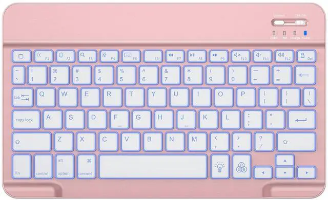 Alt view image 4 of 5 - OMOTON Bluetooth Keyboard, Wireless Rechargeable Keyboard for iPad, iPad Pro, iPad mini/Air with Illuminated LED (Rose Gold)