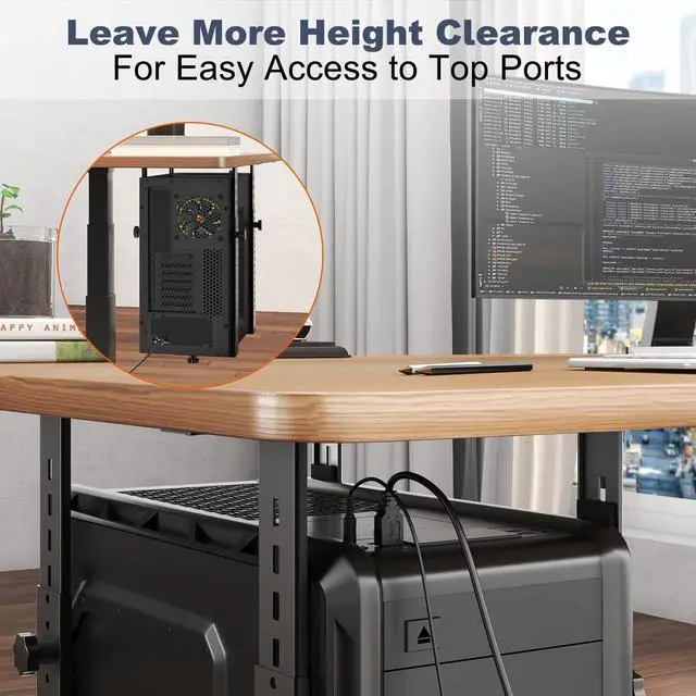 Alt view image 5 of 5 - PUTORSEN Under Desk PC Mount for Mid/Mini-Tower Cases - Vertical/Horizontal CPU Holder up to 77 lbs, Space-Saving Computer Rack for ATX/Micro-ATX/Mini-ITX (Black)