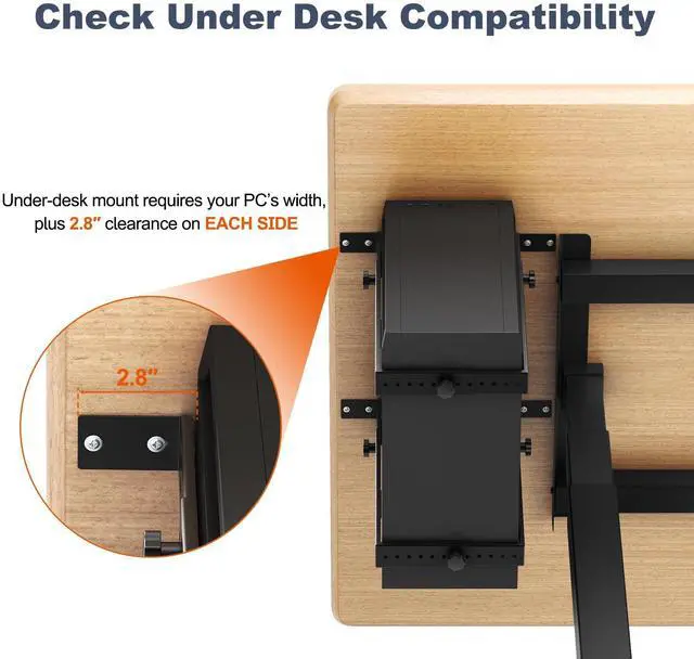 Alt view image 4 of 5 - PUTORSEN Under Desk PC Mount for Mid/Mini-Tower Cases - Vertical/Horizontal CPU Holder up to 77 lbs, Space-Saving Computer Rack for ATX/Micro-ATX/Mini-ITX (Black)