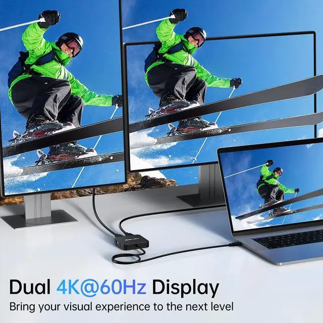 Alt view image 2 of 5 - ACASIS USB C Hub Dual HDMI 4K 60Hz, USB C to Dual HDMI Adapter with 100W PD Charging, 5Gbps Data Transfer, USB C Docking Station Dual Monitor Adapter for Dell XPS/MacBook/Surface/iPhone 15/Lenovo