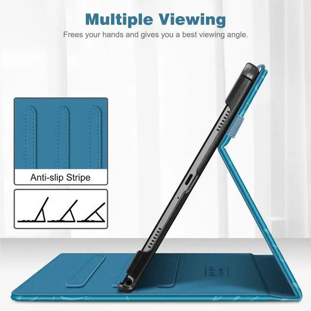 Alt view image 3 of 5 - Fintie Case for Samsung Galaxy Tab A9 Plus/A9+ 5G 11 Inch 2023 Model (SM-X210/X216/X218), Multi-Angle Viewing Smart Stand Back Cover with Pocket Auto Wake/Sleep, Blue Ocean