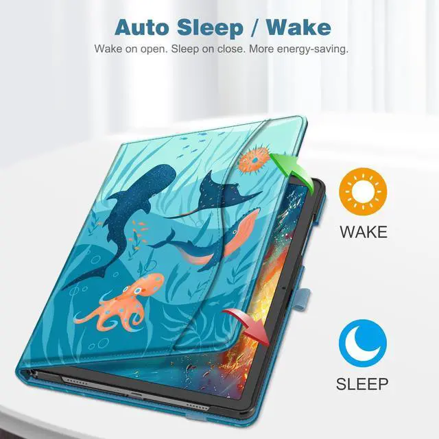 Alt view image 4 of 5 - Fintie Case for Samsung Galaxy Tab A9 Plus/A9+ 5G 11 Inch 2023 Model (SM-X210/X216/X218), Multi-Angle Viewing Smart Stand Back Cover with Pocket Auto Wake/Sleep, Blue Ocean