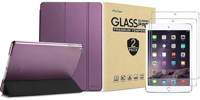 Main image of ProCase Purple iPad Mini 1 2 3 Slim Lightweight Case (Old Model A1432 A1490 1455) Bundle with [2 Pack] iPad Mini 1 2 3 7.9" Screen Protectors
