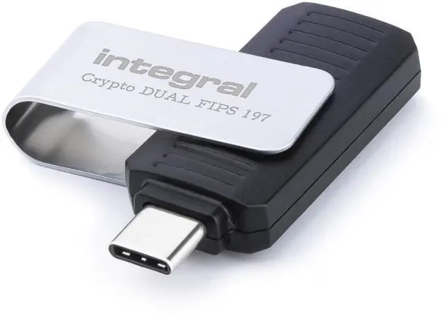 Alt view image 2 of 5 - Integral 16GB Crypto-C Dual Encrypted USB Flash Memory Drive, AES-XTS 256-Bit Hardware Encrypted USB 3.2 with Secure Dual Password - Certified to FIPS 197, Compatible with Mac, MacBook, PC, Laptop