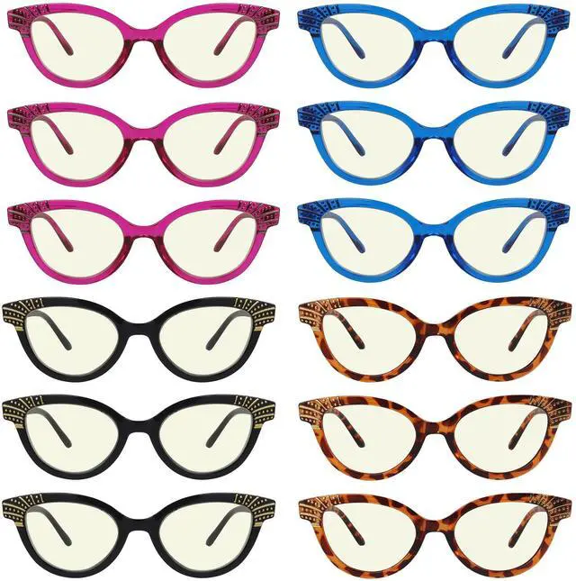 Main image of Eyekepper 12 Pack Blue Light Blocking Reading Glasses Cat-Eye Computer Readers for Women +2.50