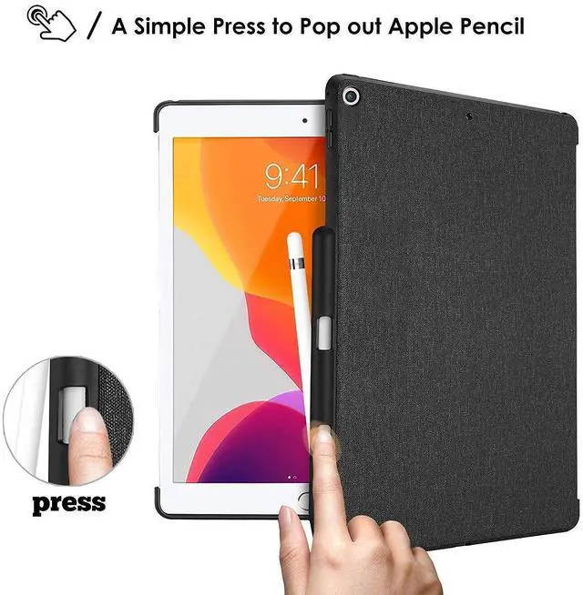 Alt view image 4 of 5 - ProCase iPad 10.2 7th Generation Back Case with Pencil Holder Bundle with 2 Pack iPad 10.2 7th Gen Tempered Glass Screen Protector