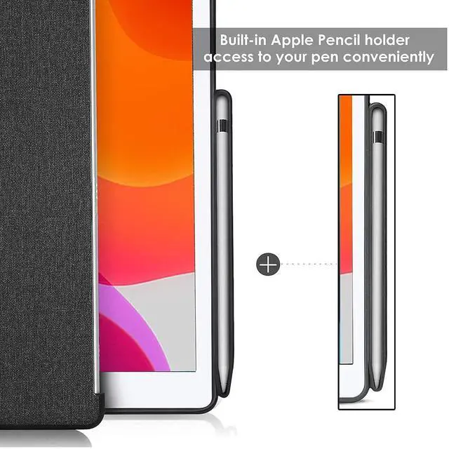 Alt view image 5 of 5 - ProCase iPad 10.2 7th Generation Back Case with Pencil Holder Bundle with 2 Pack iPad 10.2 7th Gen Tempered Glass Screen Protector