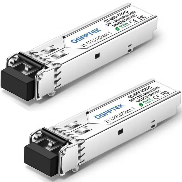 Main image of SFP Module, 1000Base-SX Transceiver, 1.25G Gigabit Multimode SFP to LC, MMF 850nm 550m DOM, Mini-GBIC for Cisco GLC-SX-MMD, Meraki MA-SFP-1GB-SX, Mikrotik, Supermicro, Ubiquiti, Netgear - 2Pack