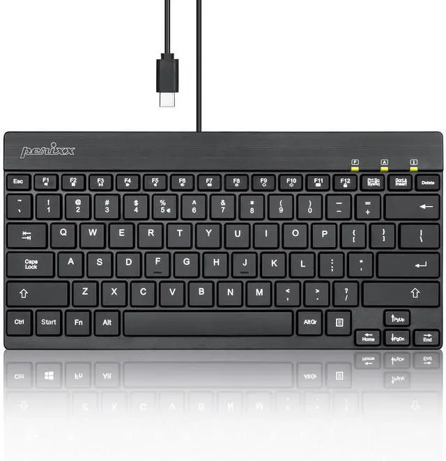 Main image of Perixx PERIBOARD-426C Wired Mini Low Profile Keyboard - 10.87x5.43x0.55 inches Dimension - 4.9ft USB C Cable - US English