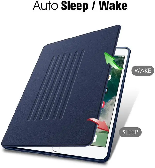 Alt view image 3 of 5 - Fintie Magnetic Stand Case for iPad Air 10.5" (3rd Generation) 2019 / iPad Pro 10.5" 2017, Multi-Angle Viewing Rugged Soft TPU Back Cover with Pencil Holder, Auto Wake/Sleep (Navy)