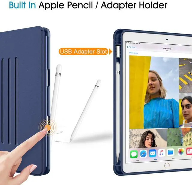Alt view image 4 of 5 - Fintie Magnetic Stand Case for iPad Air 10.5" (3rd Generation) 2019 / iPad Pro 10.5" 2017, Multi-Angle Viewing Rugged Soft TPU Back Cover with Pencil Holder, Auto Wake/Sleep (Navy)