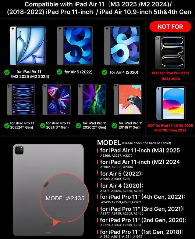 Alt view image 2 of 5 - typecase Edge Keyboard Case for iPad Air 11-inch (M3 2025 / M2 2024)& iPad Pro 11 inch (4th/3rd/2nd/1st Gen),Magic Keyboard for Air 5th/4th Gen,Multi-Touch Trackpad,11 Colors Backlight,Pacific Blue