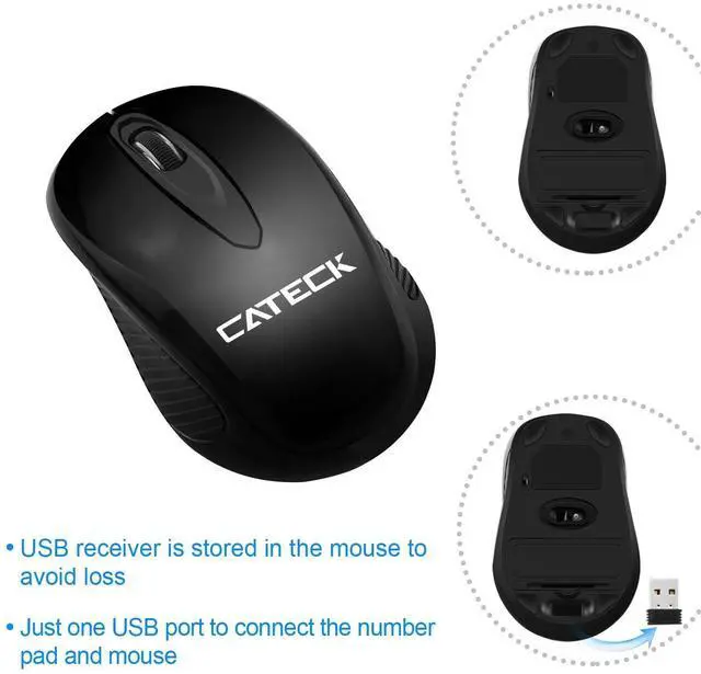 Alt view image 3 of 5 - Numeric Keypad & Mouse Combo, Cateck 2.4G 19 Keys Wireless Mini USB Number Pad Keyboard and Mouse Combo with USB Receiver for Laptop Desktop PC Notebook- Just One USB Receiver