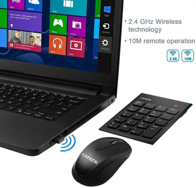 Alt view image 4 of 5 - Numeric Keypad & Mouse Combo, Cateck 2.4G 19 Keys Wireless Mini USB Number Pad Keyboard and Mouse Combo with USB Receiver for Laptop Desktop PC Notebook- Just One USB Receiver