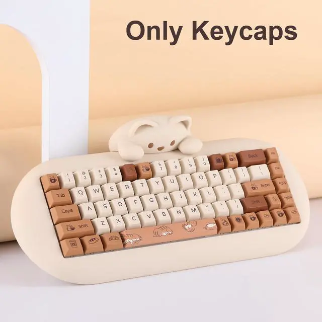Alt view image 5 of 5 - YUNZII Coffee Cat Dye Sub PBT Keycaps,152 Full Keys Dye Sublimation Custom Keycap Set with Key Puller for Cherry Gateron MX Switches Mechanical Gaming Keyboard (Cherry Profile, Coffee Cat)