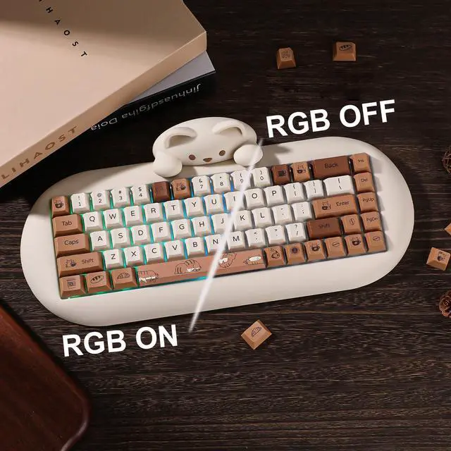 Alt view image 4 of 5 - YUNZII Coffee Cat Dye Sub PBT Keycaps,152 Full Keys Dye Sublimation Custom Keycap Set with Key Puller for Cherry Gateron MX Switches Mechanical Gaming Keyboard (Cherry Profile, Coffee Cat)